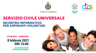 Servizio Civile Universale (progetti ATOS): incontro informativo online per aspiranti volontari