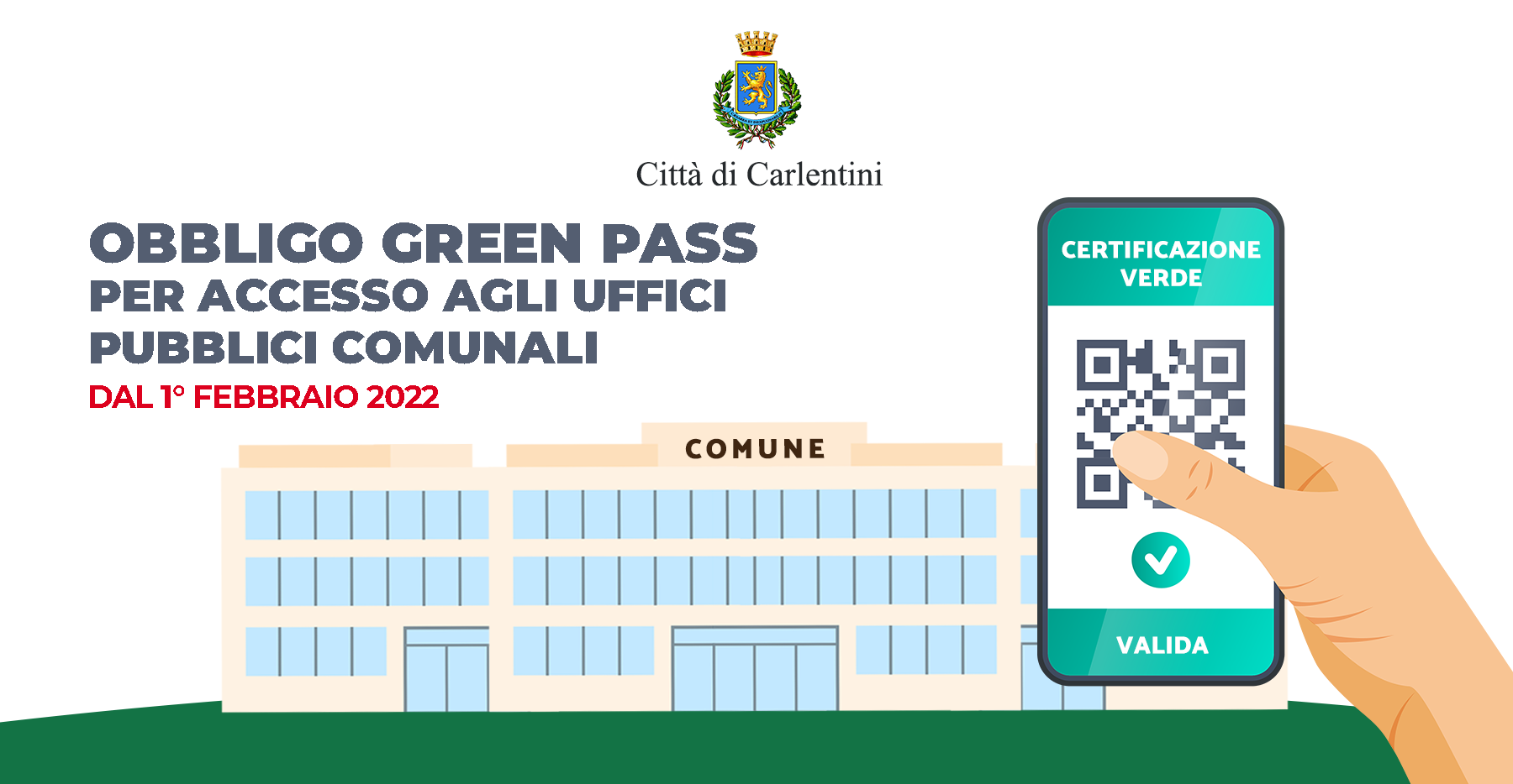 Accesso uffici comunali: obbligo Green pass base