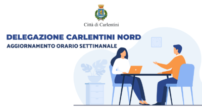 Delegazione Carlentini Nord: aggiornamento orari di apertura settimanale.