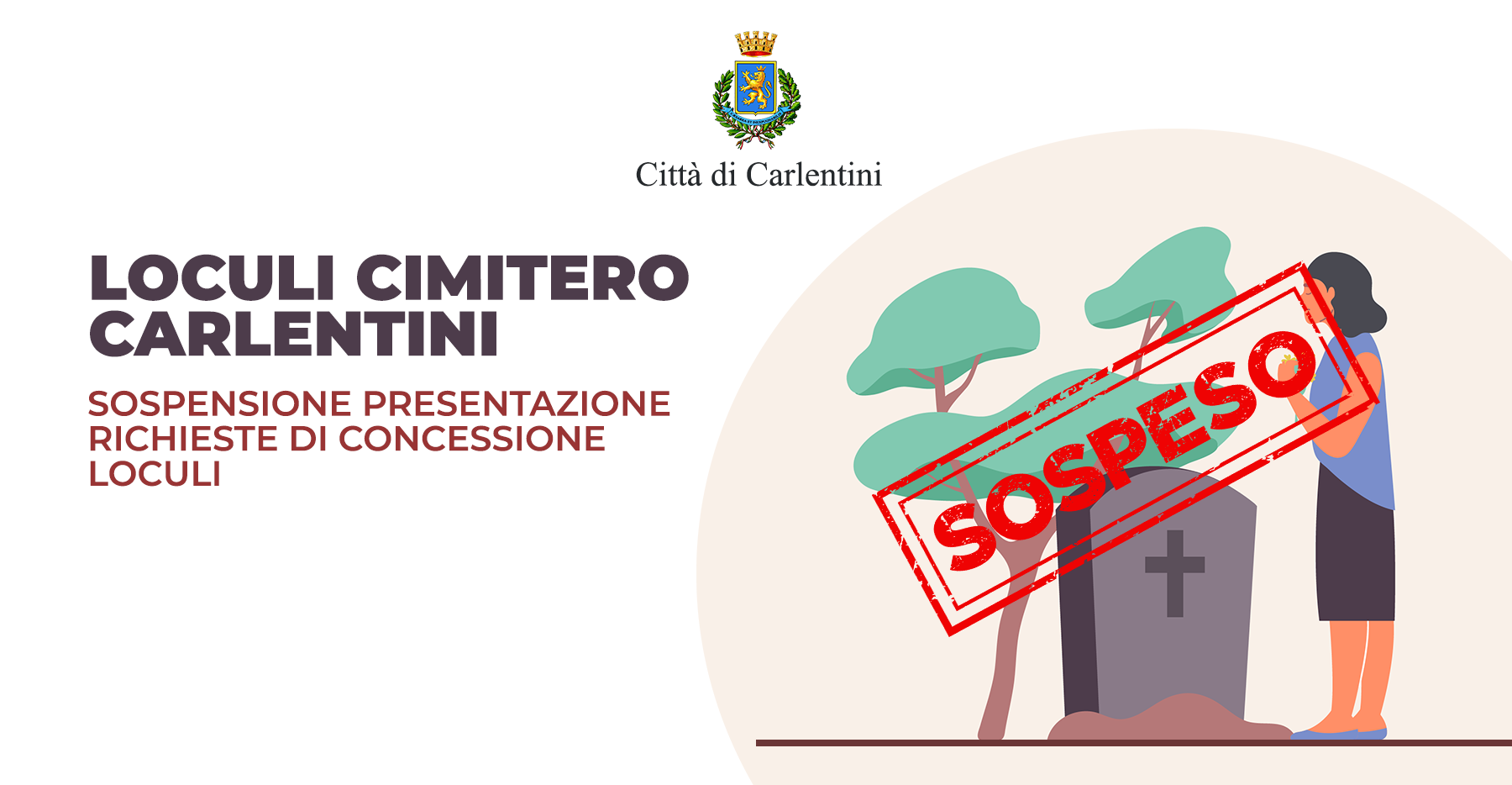 Concessioni loculi cimitero di Carlentini: istanza di concessione sospesa